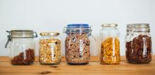reusable jars in a row