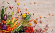 Vegetables spread across a table