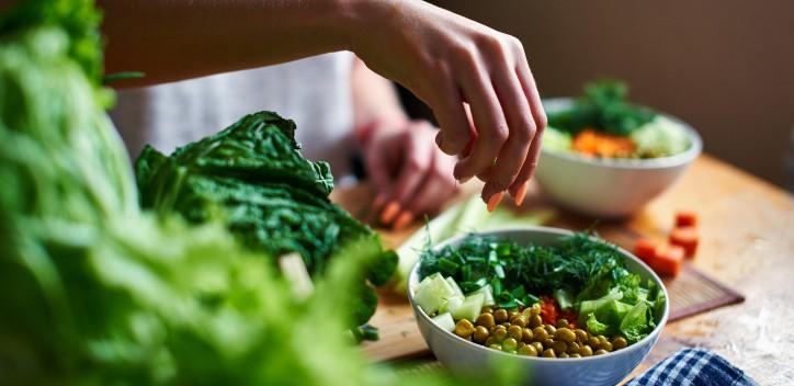Plant-based food being prepared