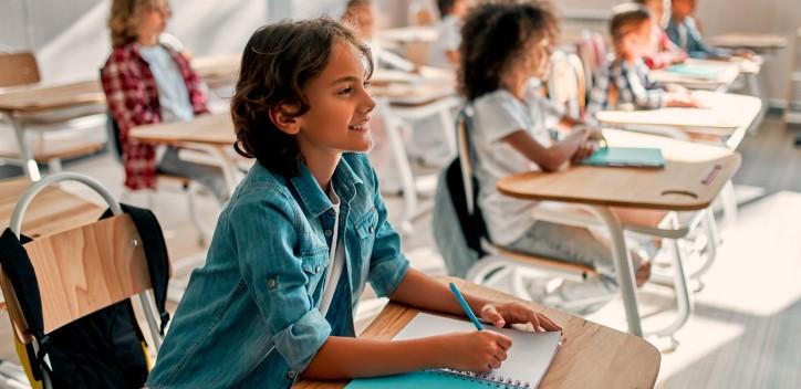 Children sitting in a school classroom