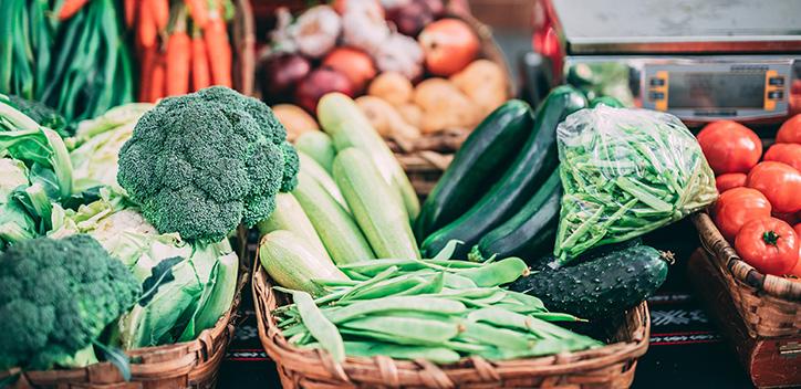 Photograph of vegetables in baskets