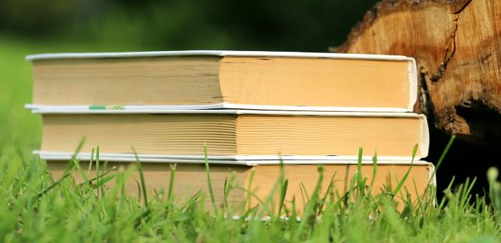 books on grass