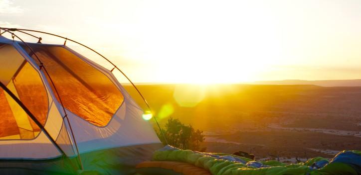 camping in sunset