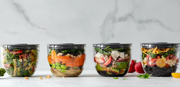 Prepared vegetables in bowls