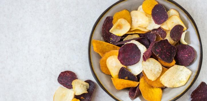 vegetable crisps in a bowl