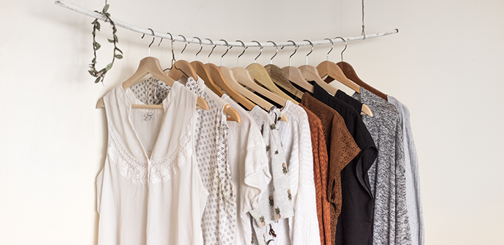 sustainable clothes hanging on a rail