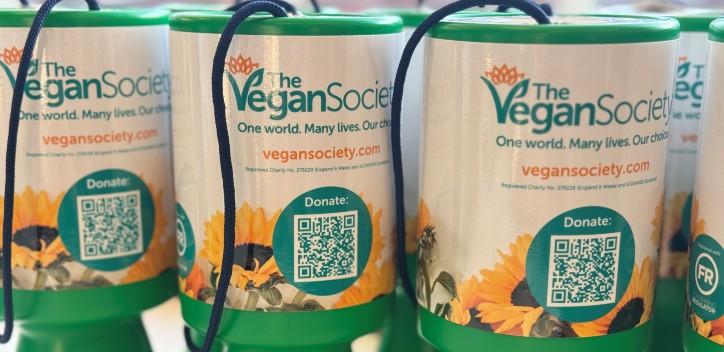 Selection of Vegan Society collection tins