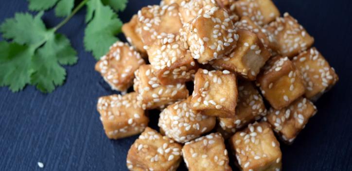 Blocks of cooked tofu