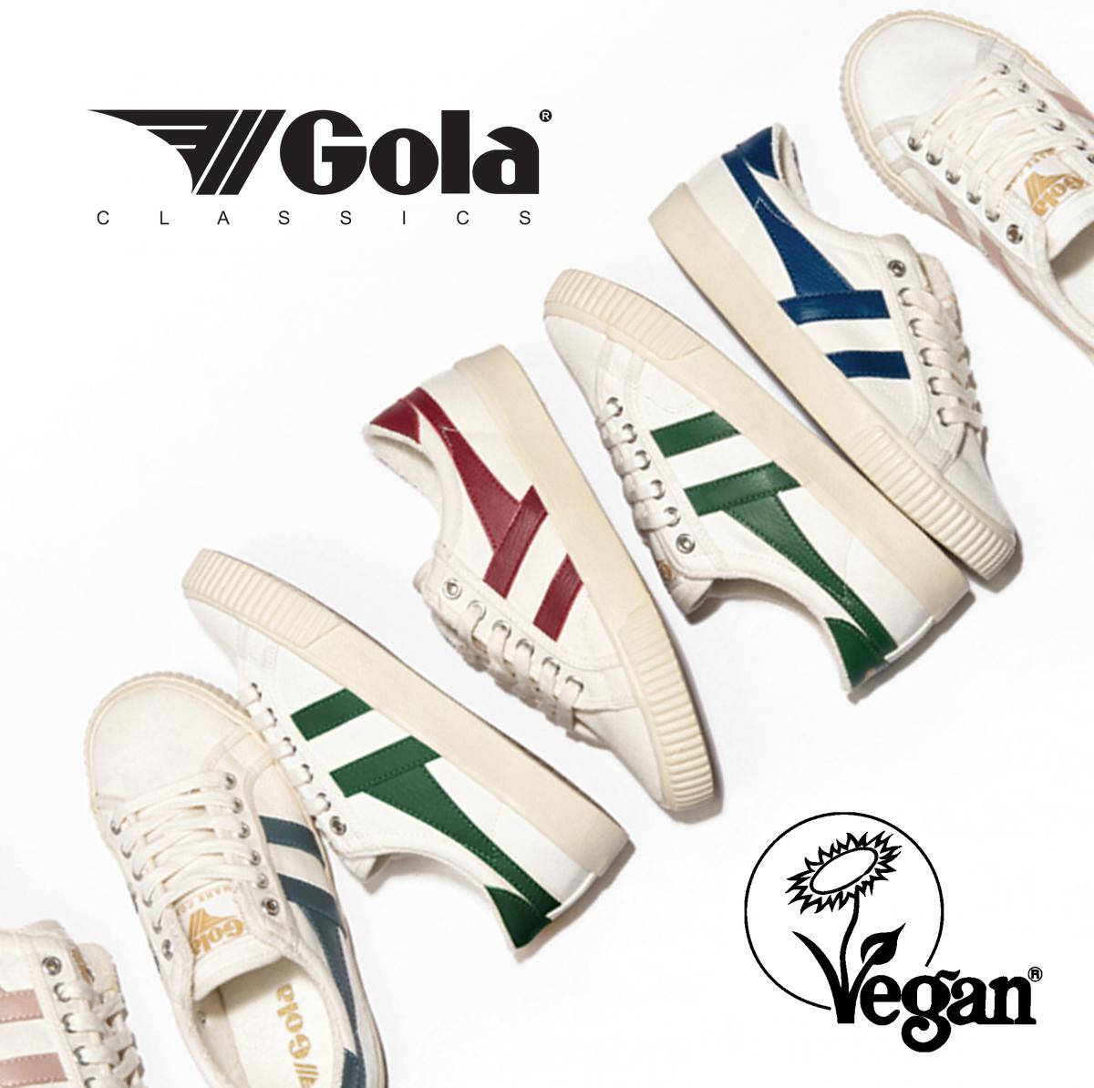 Gola white sport style shoes with red, green, blue and silver line deign on the side
