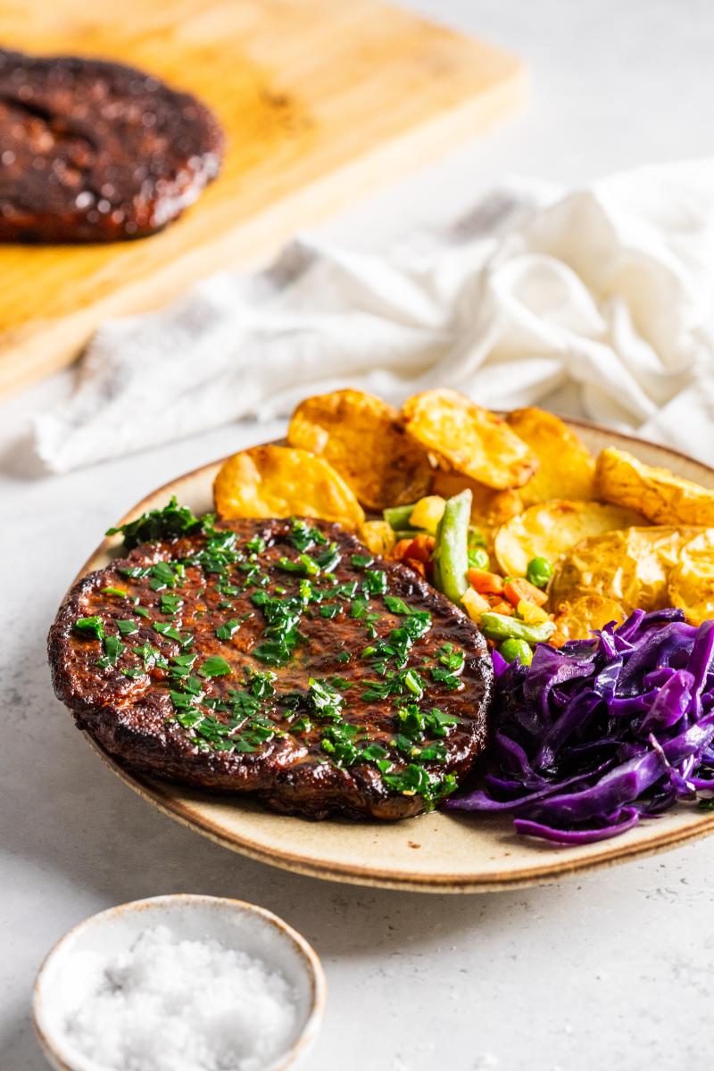 seitan homemade dinner on a plate