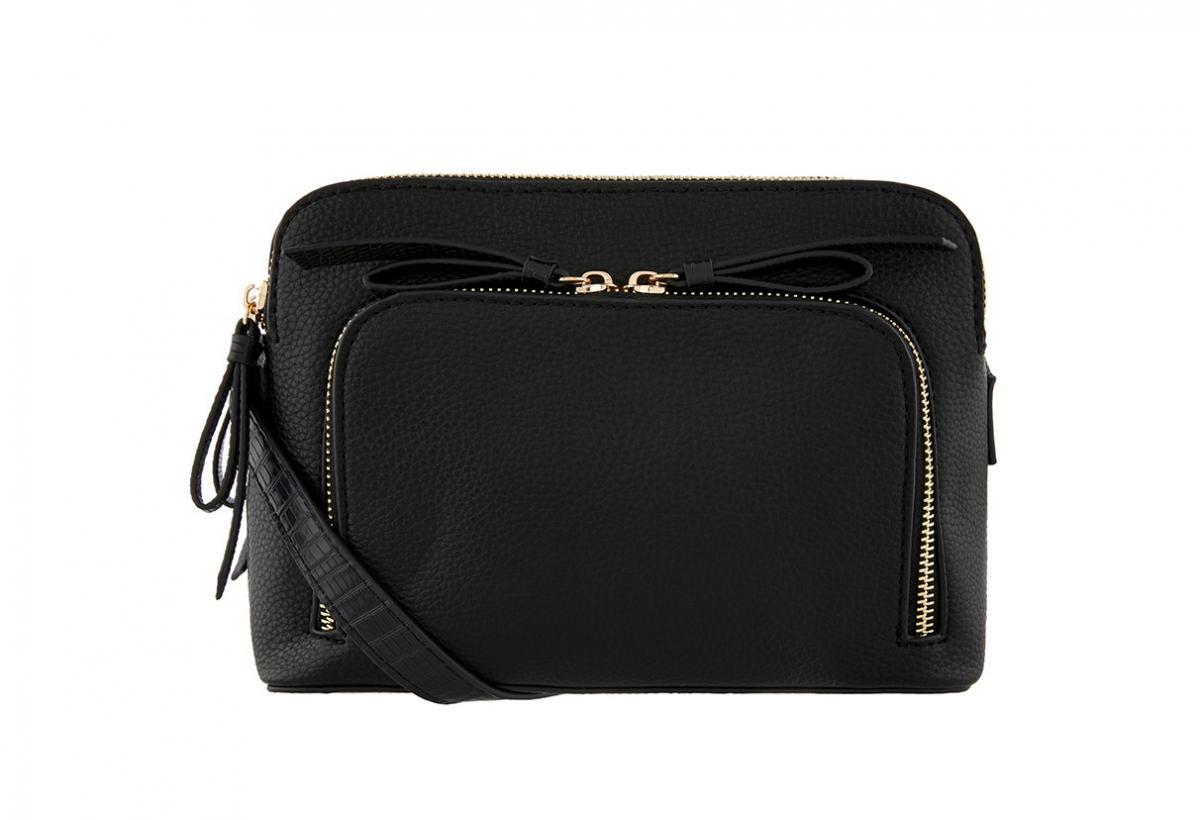 Black Accessorize cross body bag against a plain white background