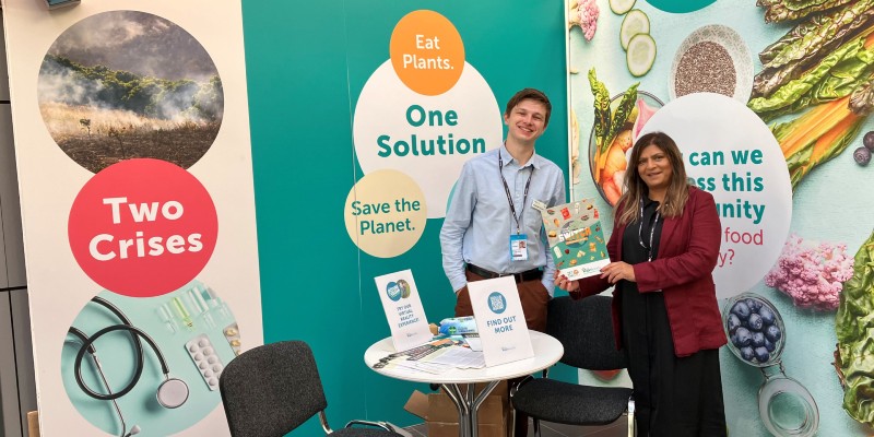 Vegan Society Research and Impact Manager, Alex Huntley and Councillor Sangita Patel