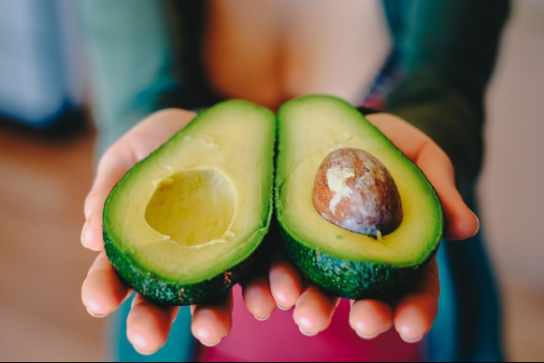 avocado, halves, cross section