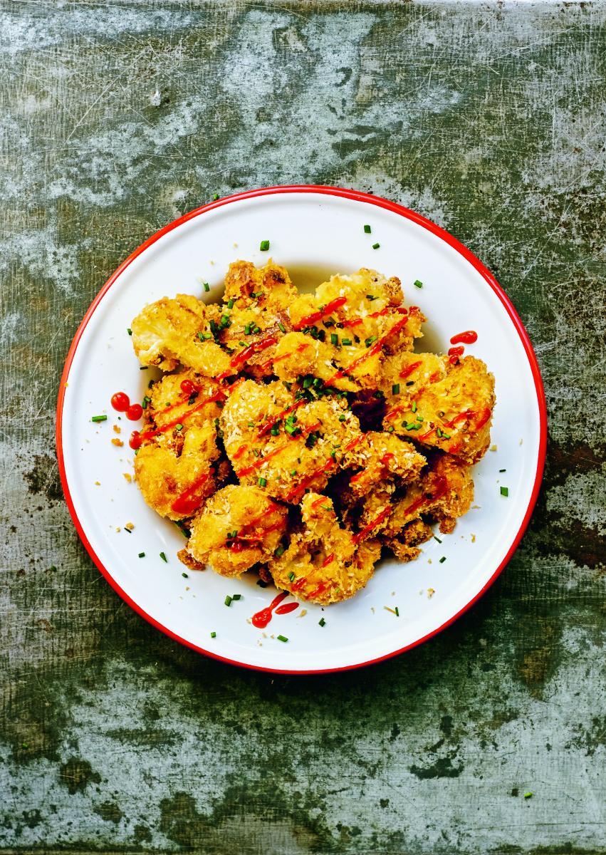 photograph of cauliflower nuggets on a plate
