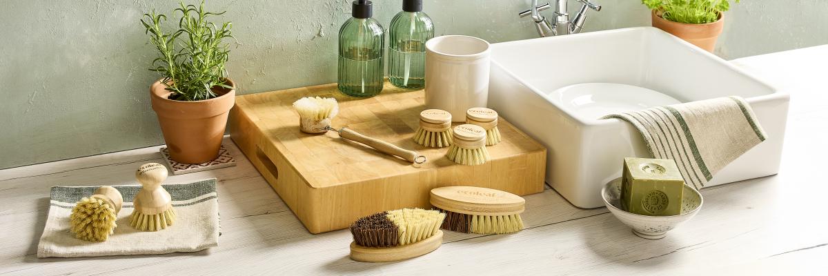 Bamboo brushes range in bathroom