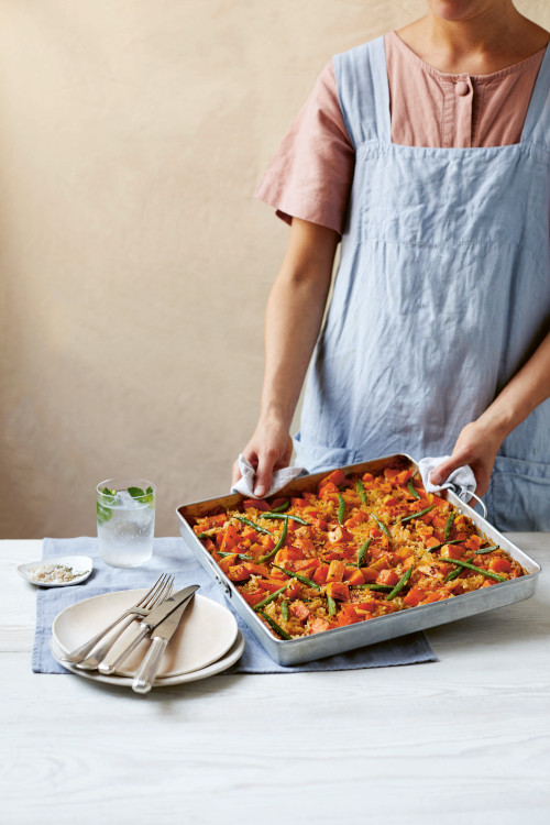 Coconut and squash tray bake