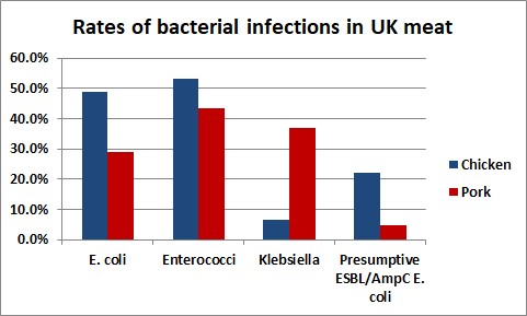 graph showing rates of bacterial infections in UK meat