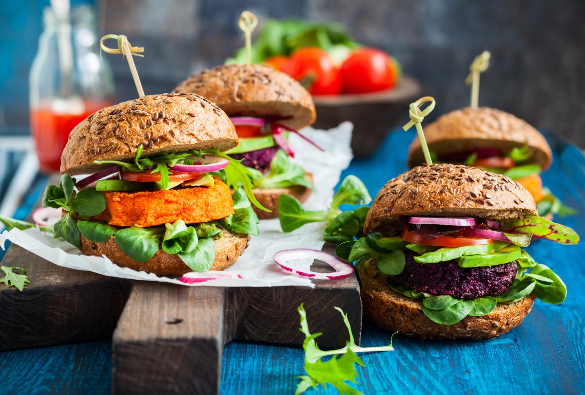 Colourful veggie burger sliders