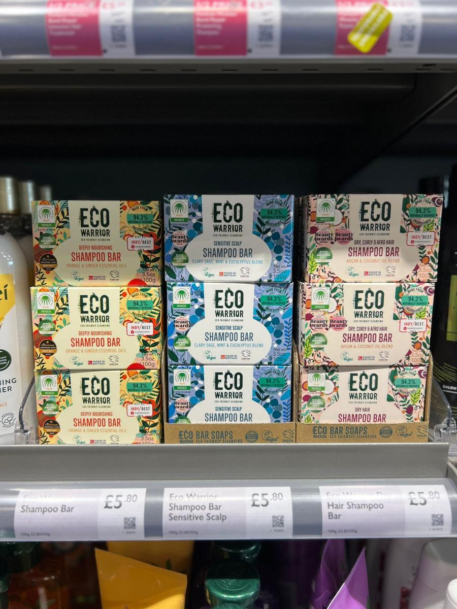 Eco Warrior Shampoo Bar in supermarket shelves