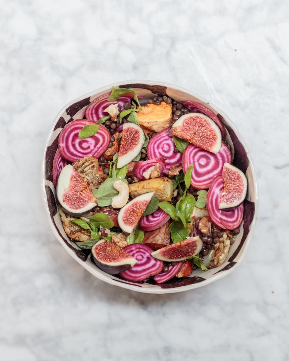 Rainbow salad on a plate