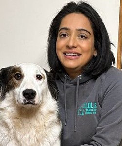 photograph of Poonam with dog