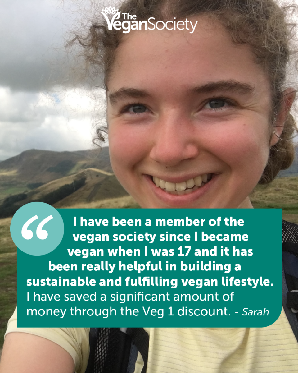 Quote from Vegan Society member, Sarah