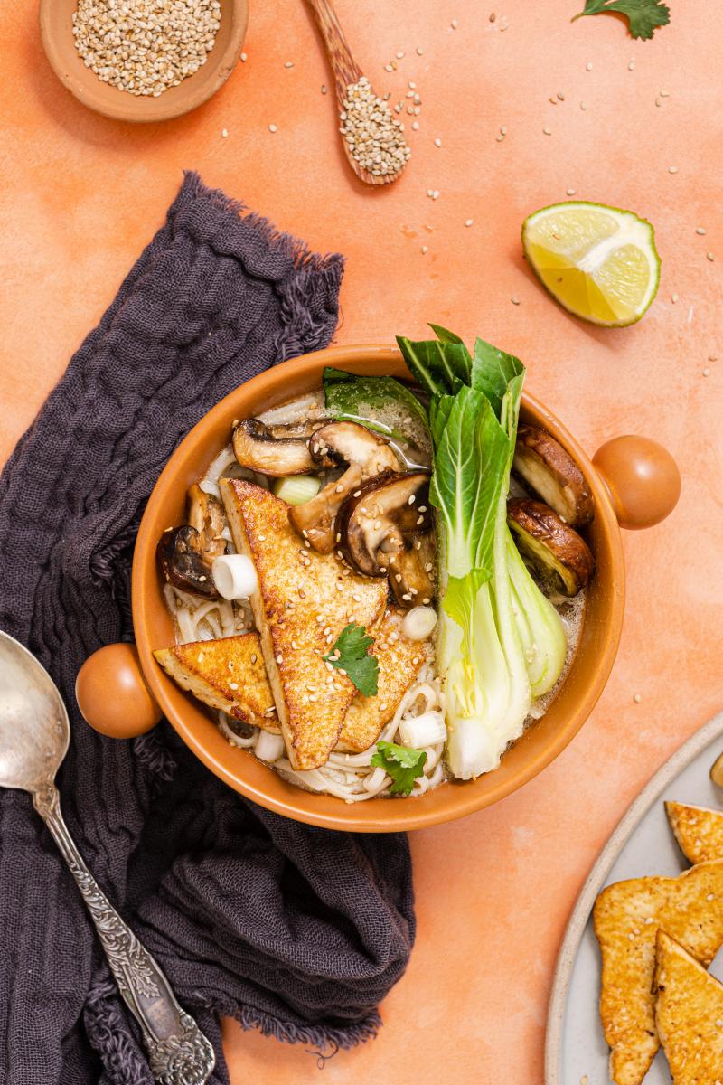 photograph of Miso, Tahini and Tofu Ramen in a bowl