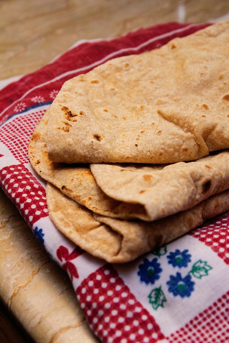 roti skins on a napkin