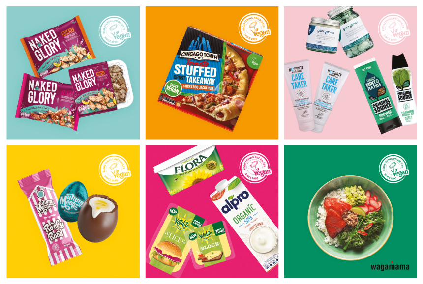 collage image with various Vegan Trademark products