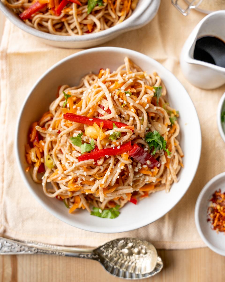 thai noodle salad on a plate