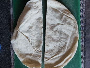 Tortilla cut in half