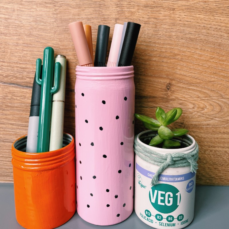 VEG 1 tin repurposed for a pen pot