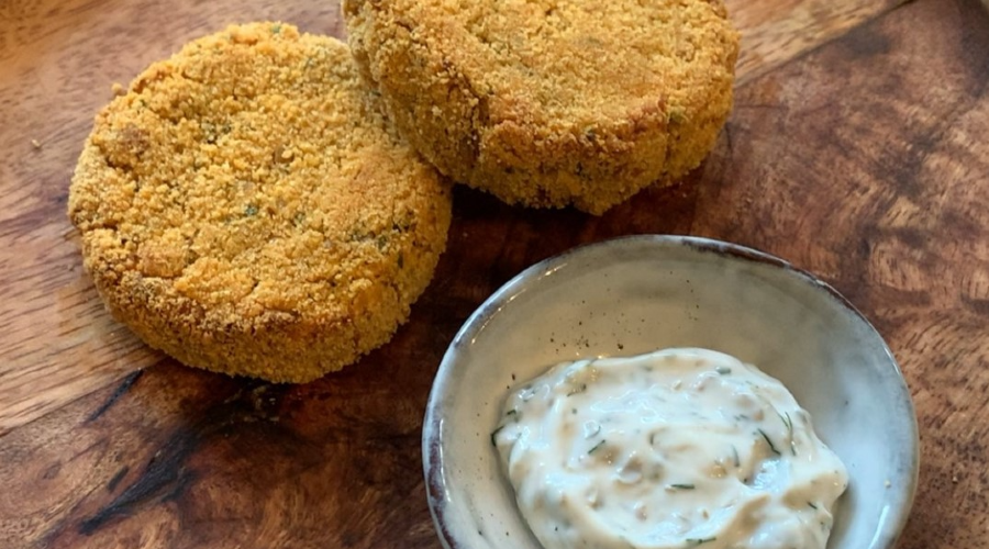 Vegan toddler fish cakes with sauce