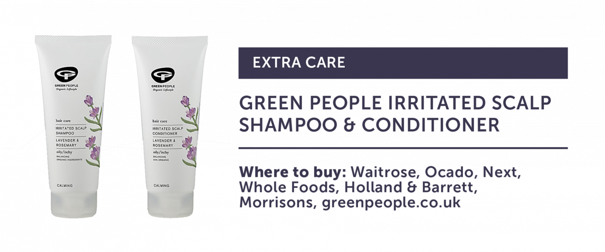 Green people irritated scalp shampoo & conditioner, by at waitrose, Ocado, Next, Whole Foods, Holland & Barret, Morrisons, greenpeople.co.uk. Click to go to greenpeople.co.uk.