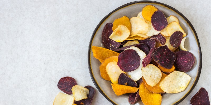 Vegetable crisps in a bowl