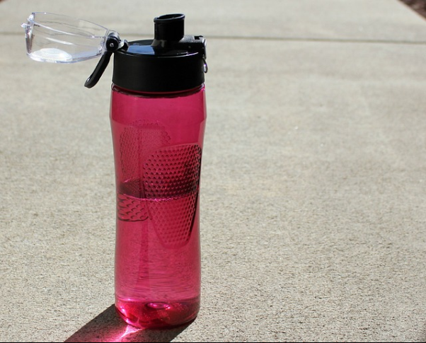 Image of a water bottle: a balanced diet includes enough water