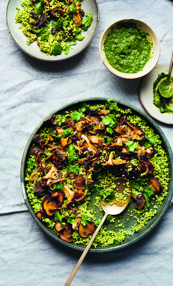 Wild Mushrooms, Millet and Green Harissa