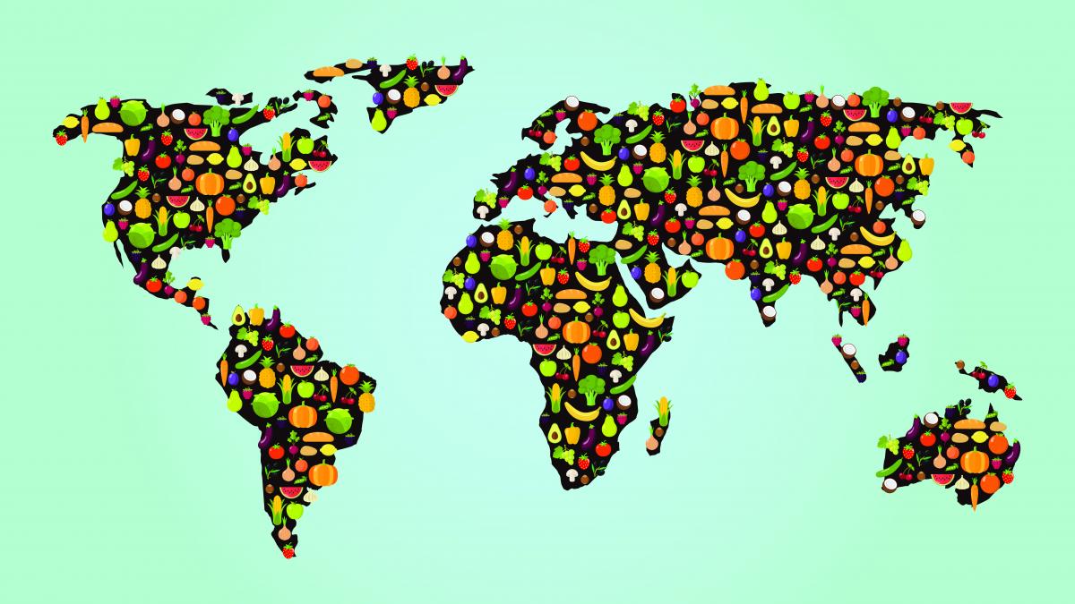 World map made of veg