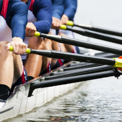 four people rowing