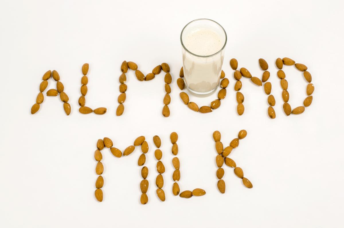 Almond milk written in almonds