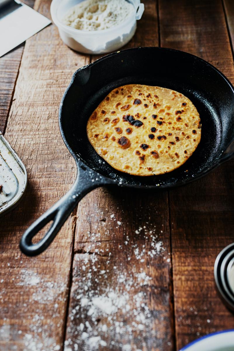 naan bread in a pan