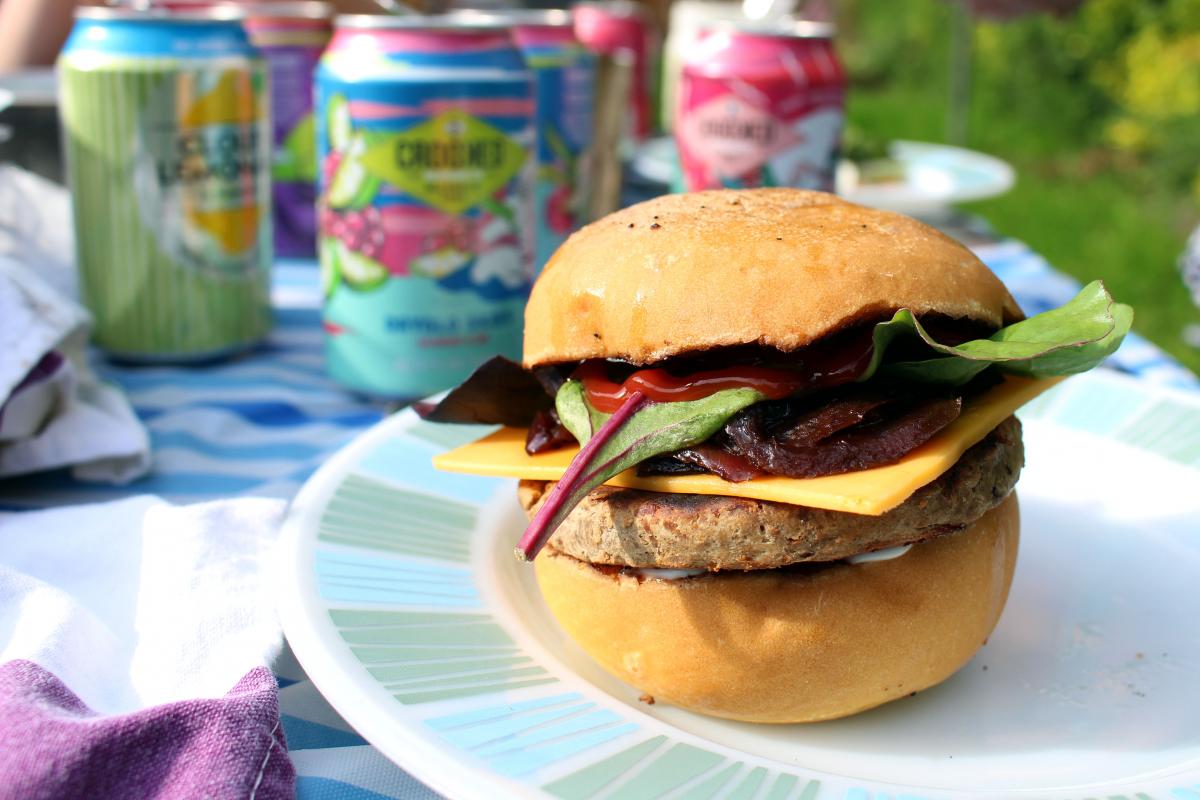 Vegan burger at a BBQ