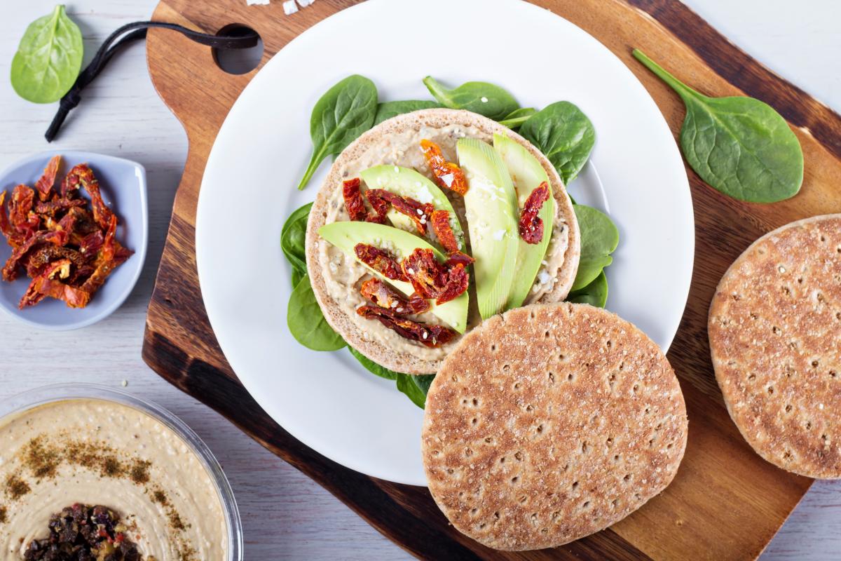 avocado and sundried tomato on pita