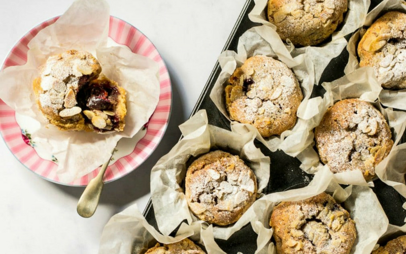 Vegan cherry bakewell tarts