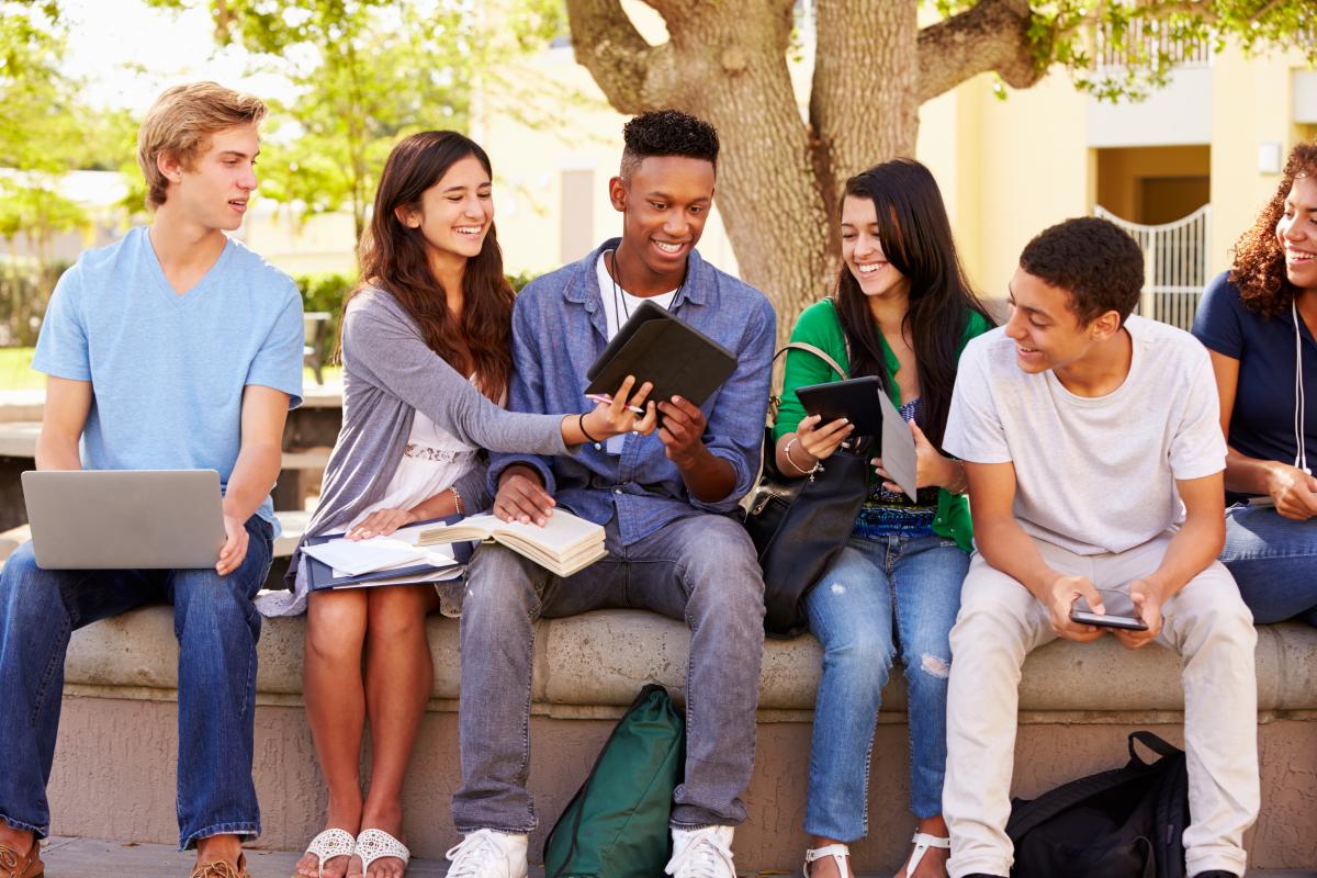 Young group of university students