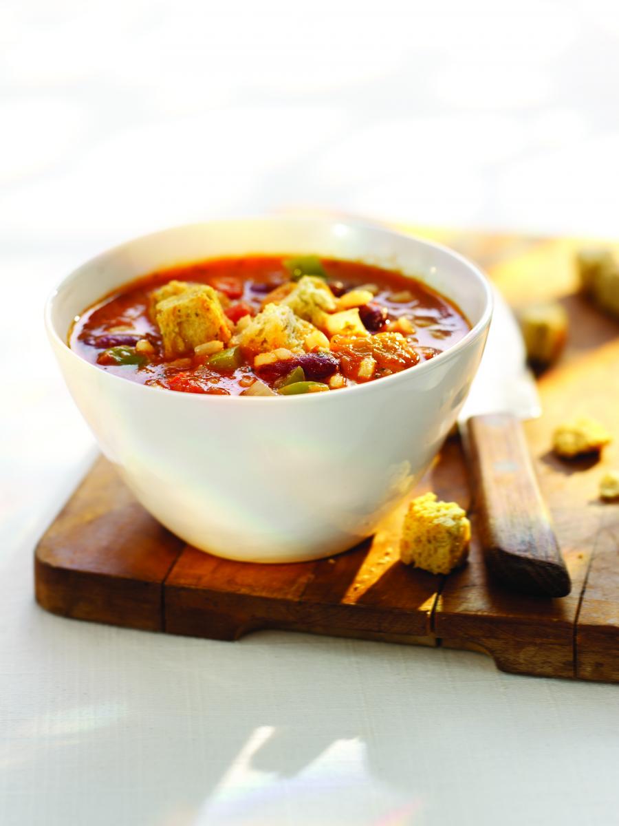 A bowl of Caribbean bean and rice soup 