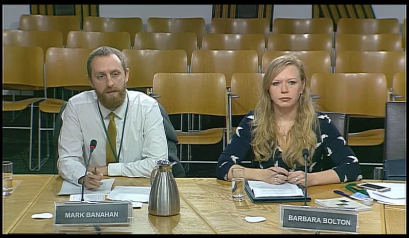 Mark Banahan and Babara Bolton giving evidence to the Public Petitions Committee