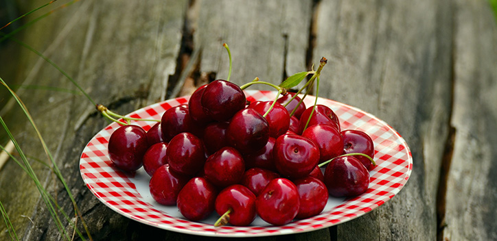 Image of cherries on a plate