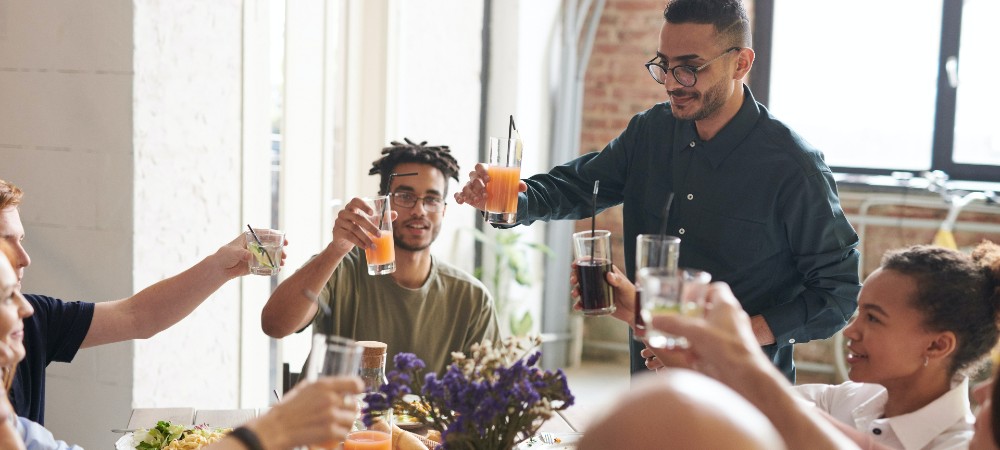 Friends raising a toast