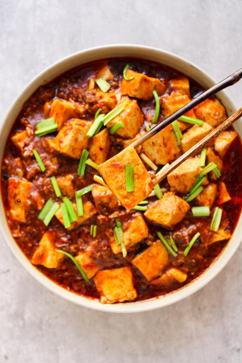 Mapo tofu in a bowl
